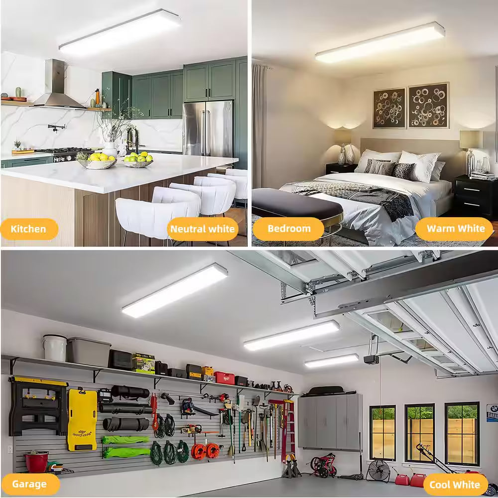 2-Pack 4 Ft. 6000 Lumens Integrated LED Wraparound Light 40W 120-277V Adjustable CCT Dimmable Garage Lighting Workshop