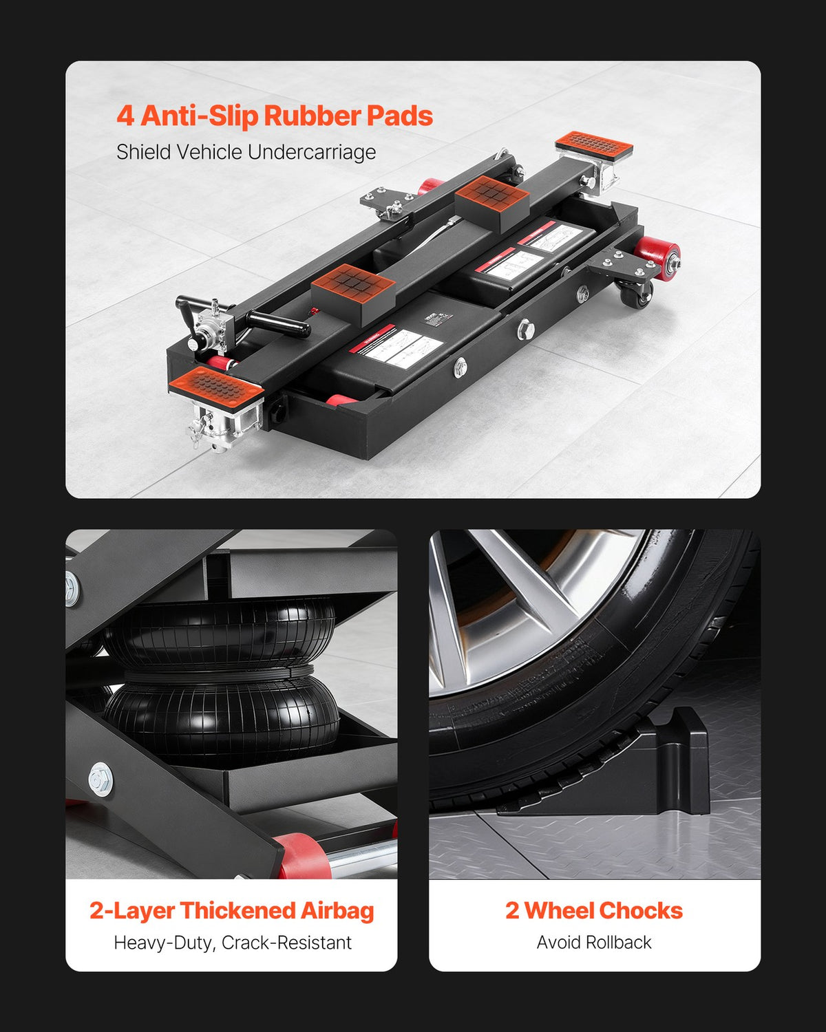 VEVOR Air Portable Car Lift Air Jack 6613 Lbs 5.7-21.7 Inch for Home Garage