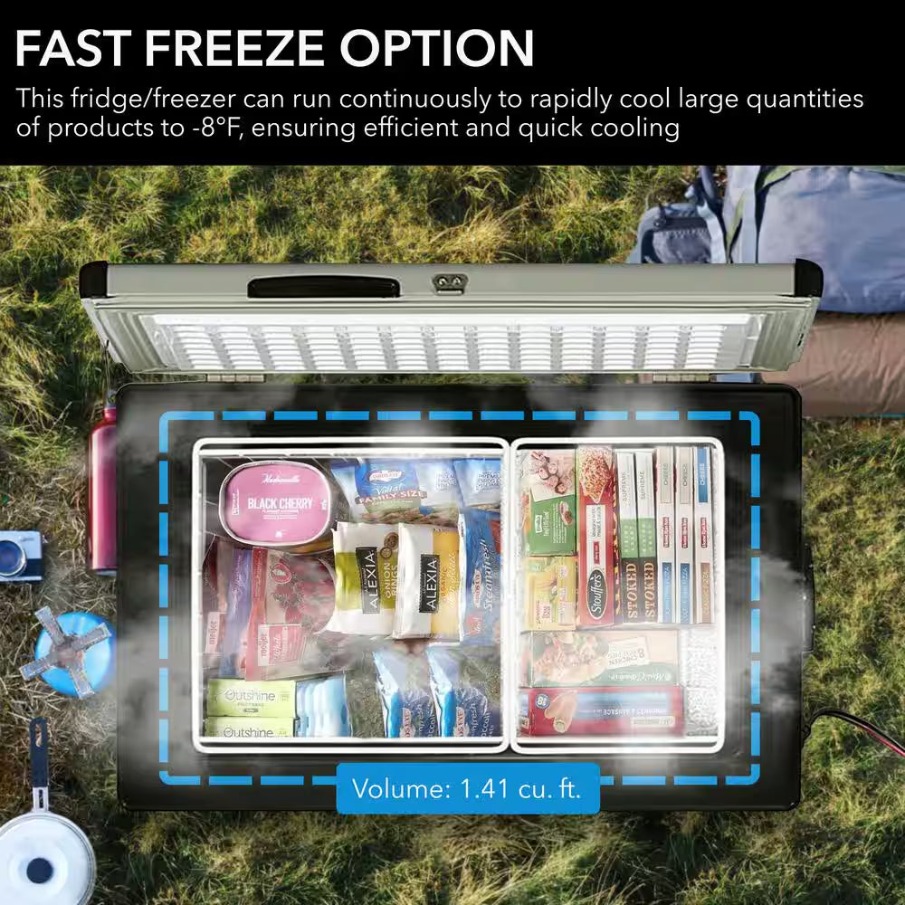 Portable Freezer Car Fridge Compressor 1.41 Cu. Ft. 45 Qt. for RV AC / DC 12V / 24V with Temperature Control in Gray
