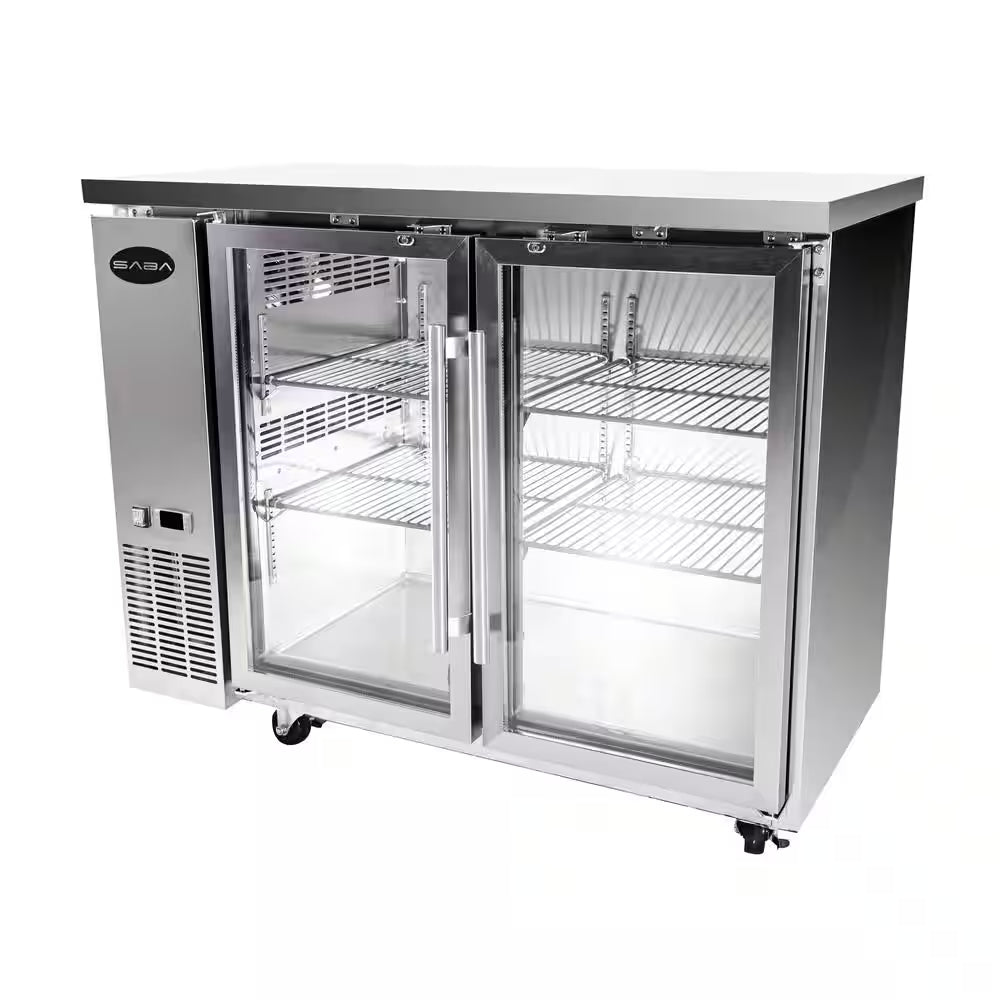 48 In. W 11.8 Cu. Ft. Commercial under Back Bar Cooler Refrigerator with Glass Doors in Stainless Steel