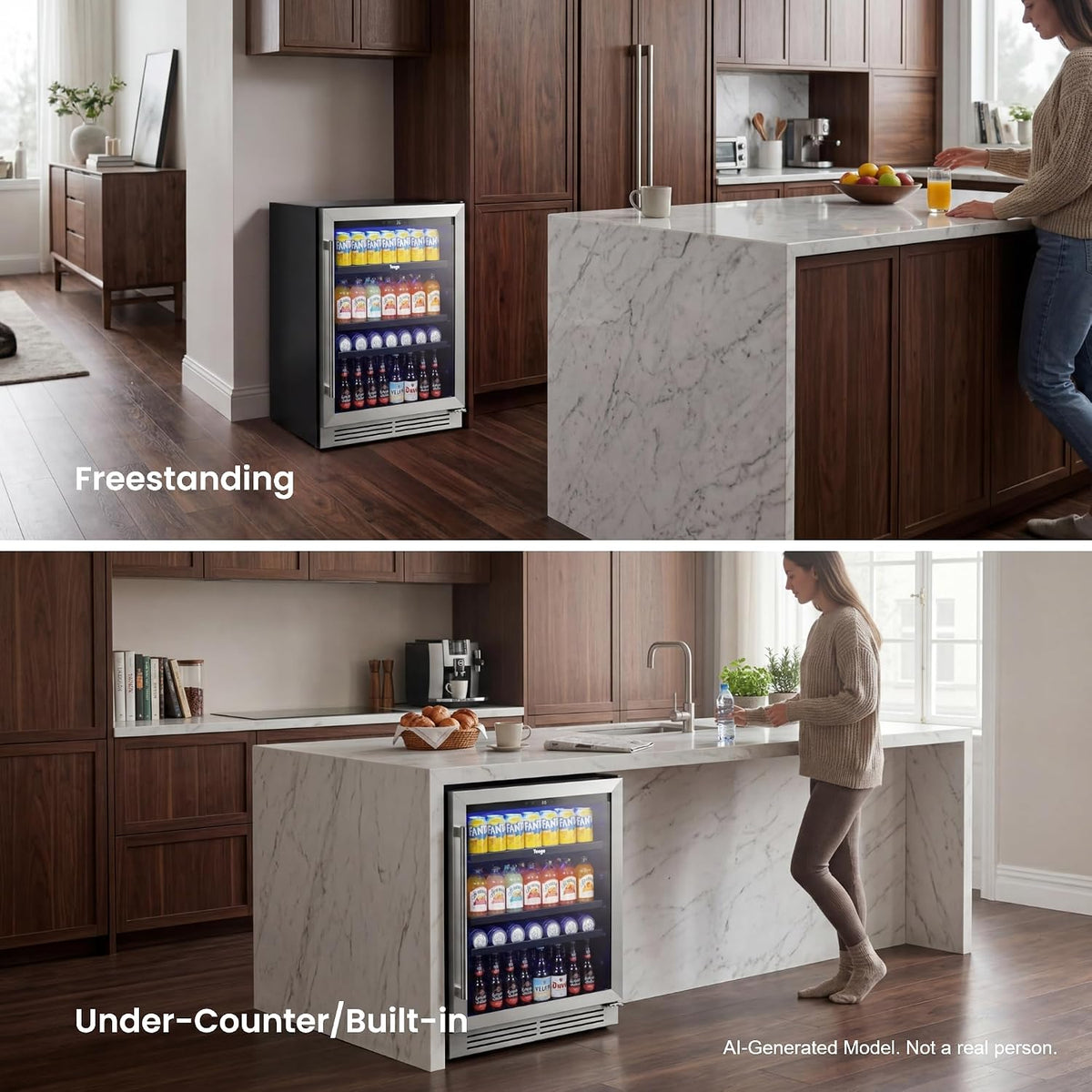 Beverage Refrigerator - 24 Inch 180 Cans Beer Cooler with Glass Door