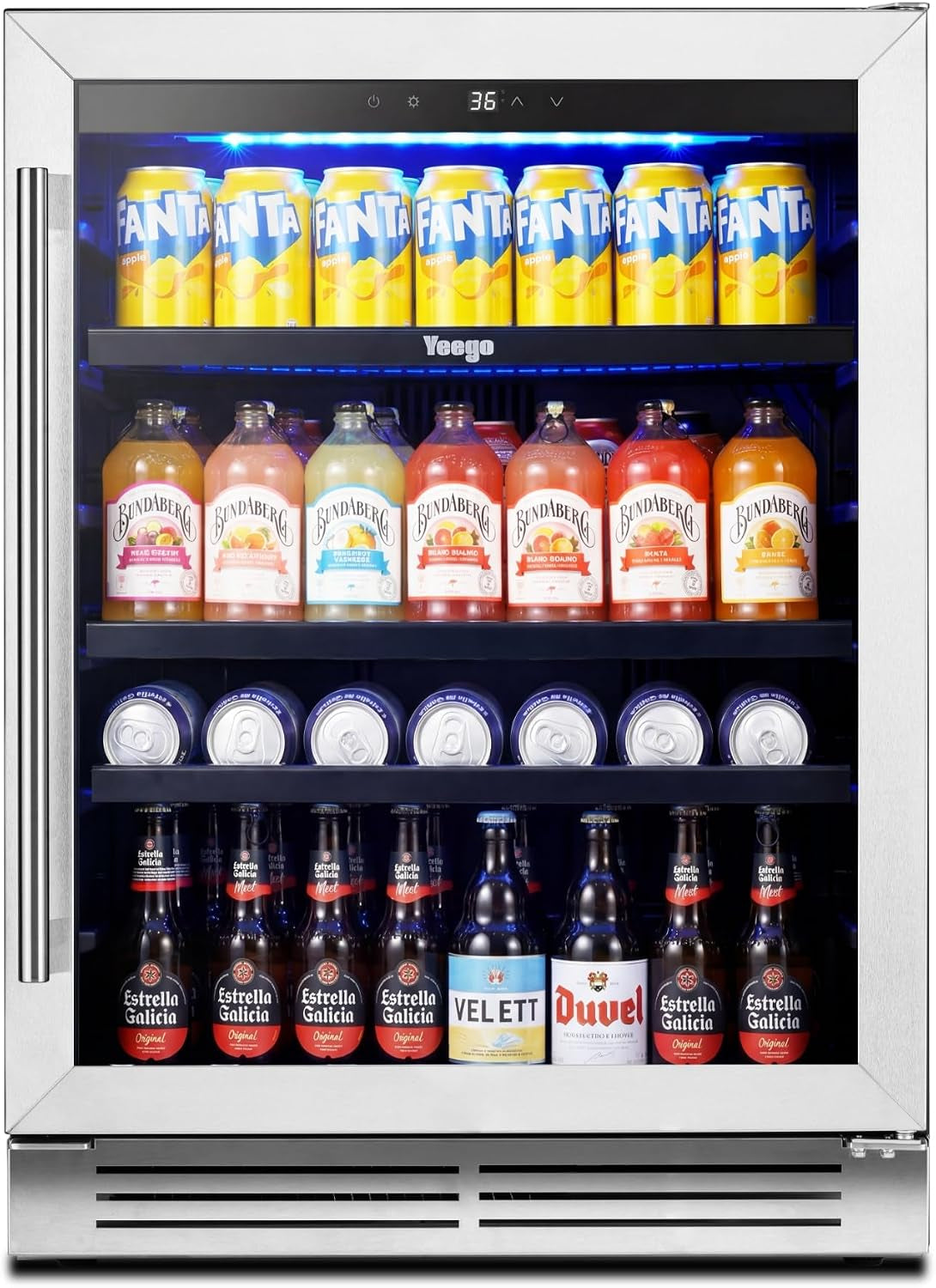 Beverage Refrigerator - 24 Inch 180 Cans Beer Cooler with Glass Door