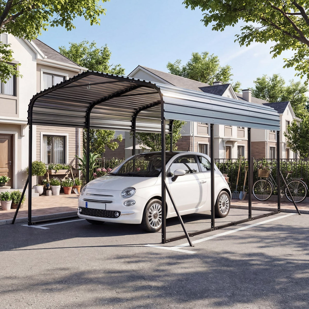 10 x 14.5 FT Heavy-Duty Carport Outdoor Galvanized Steel Garage Car Shelter with Leak-proof Roof