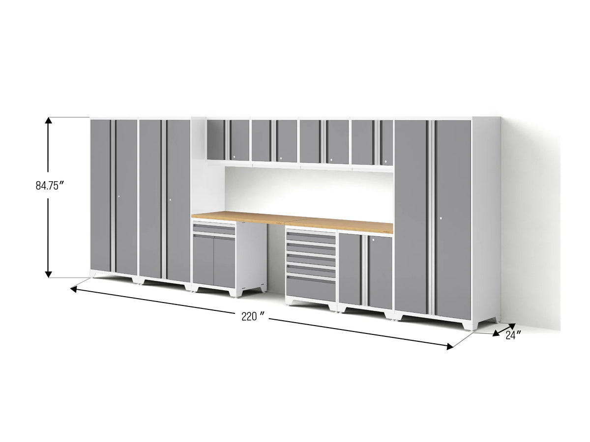 Pro Series 12PC Garage Cabinetry Set · 18-Gauge Steel · Fully-Welded · 220" W X 24" D X 84.75" H
