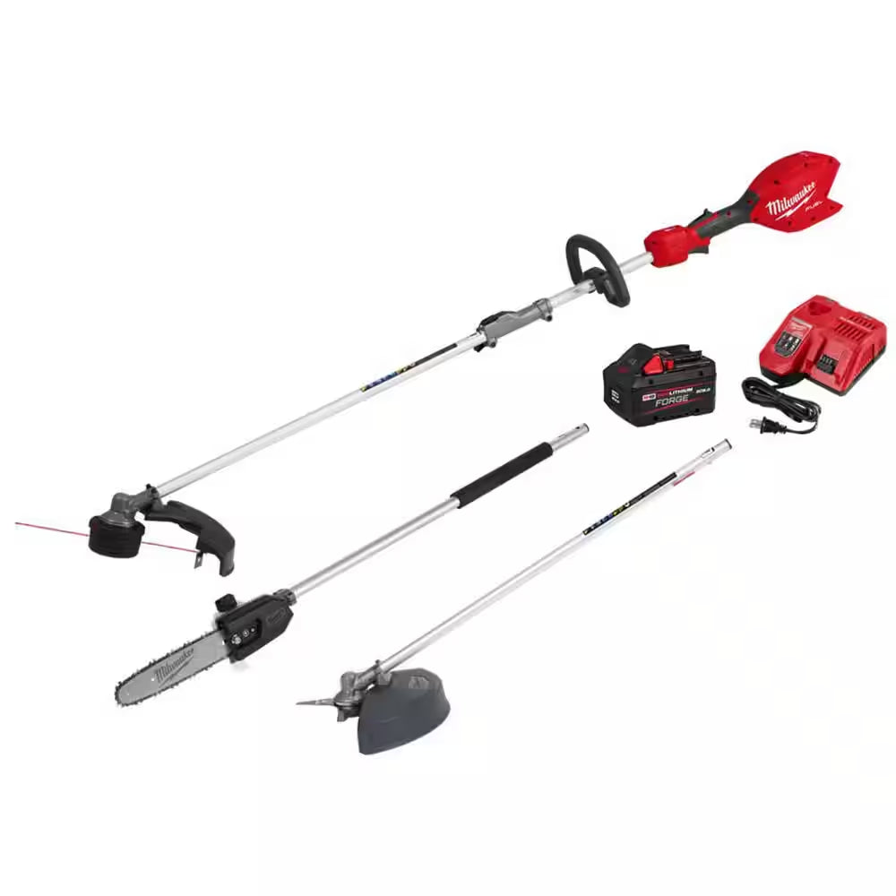 M18 FUEL 18V 16 In. Brushless Cordless QUIK-LOK String Trimmer 8.0 Ah FORGE Kit W/ Pole Saw & Brush Cutter Attachments