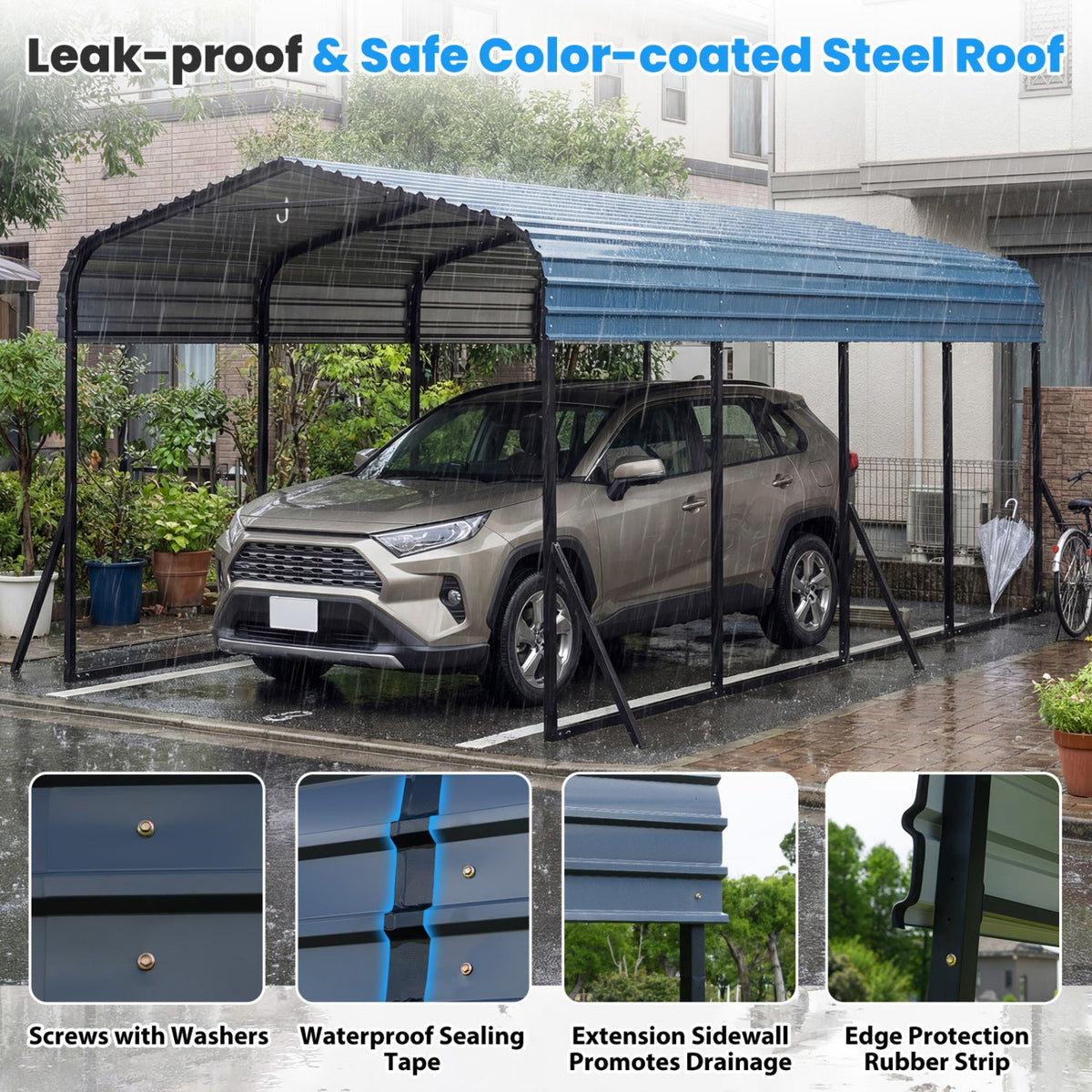 12 x 20 Feet Heavy-Duty Carport Outdoor Galvanized Steel Garage Car Shelter