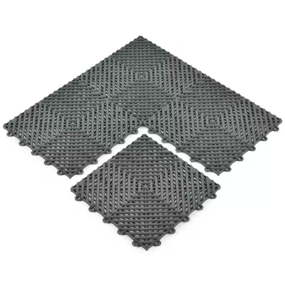 Perforated Click 12-1/8 In. X 12-1/8 In. Black Plastic Garage Floor Tile (25-Pack)