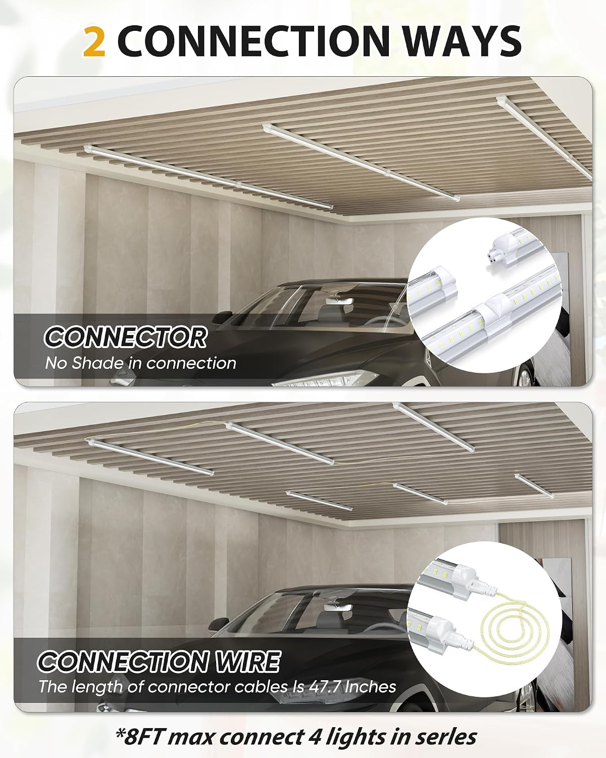 8FT 10 Pack LED Shop Lights, 120W 15000LM 6000K Garage Lighting
