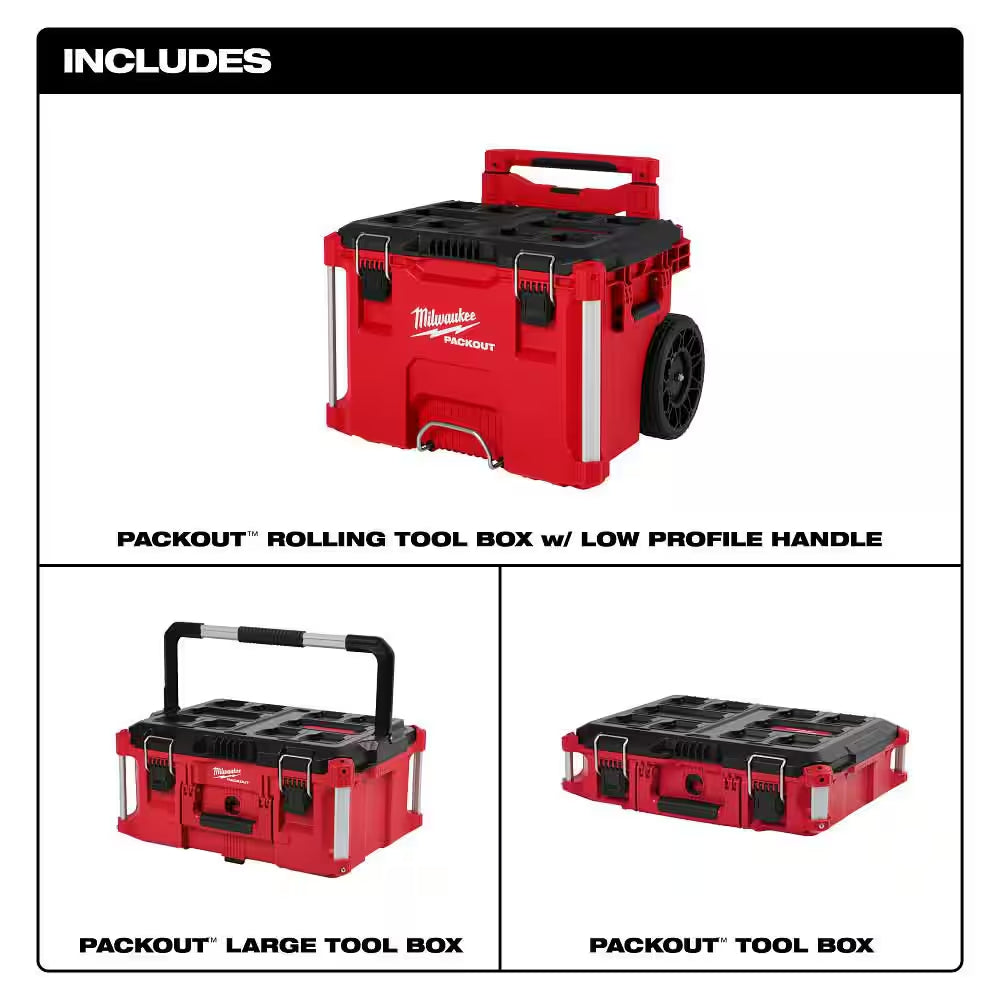 PACKOUT 22 In. Rolling Tool Box, 22 In. Large Tool Box and 22 In. Medium Tool Box Prosystem Low Profile Handle