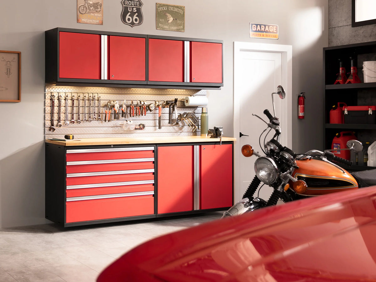 Pro Series 9PC Garage Cabinetry Set · 18-Gauge Steel · Fully-Welded · 156" W X 24" D X 84.75" H