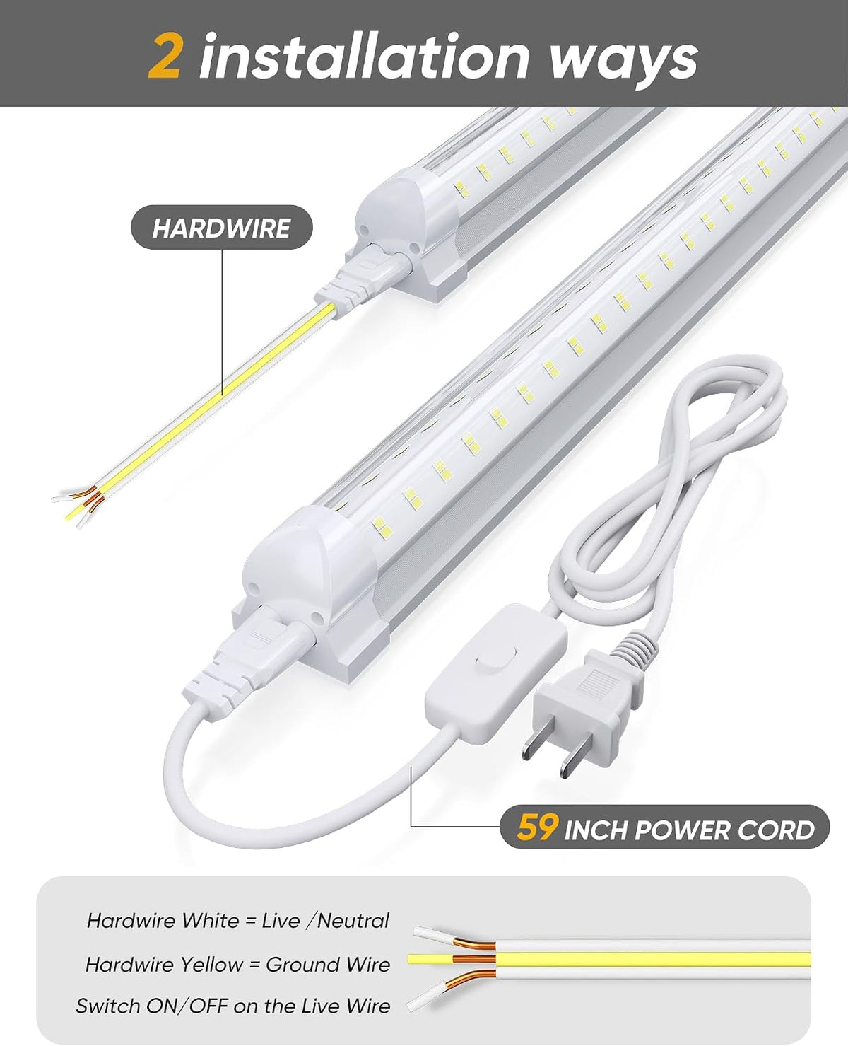 8FT 10 Pack LED Shop Lights, 120W 15000LM 6000K Garage Lighting