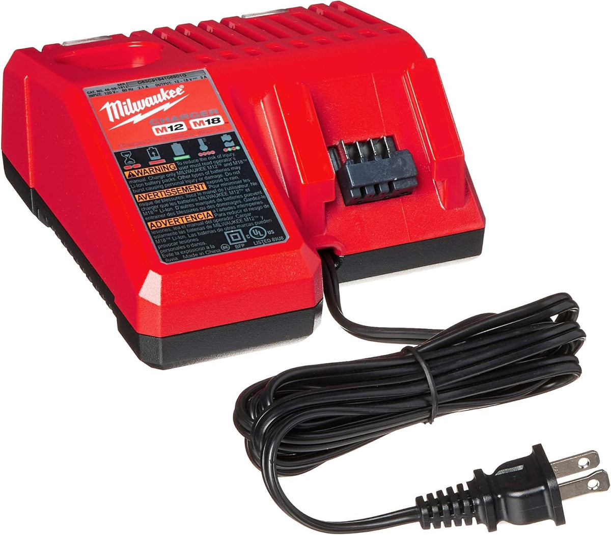 Milwaukee 48-59-1850 M18 RED LITHIUM XC 5.0 Ah Batteries (2) + 48-59-1812 M12 and M18 Multi Voltage Charger Kit