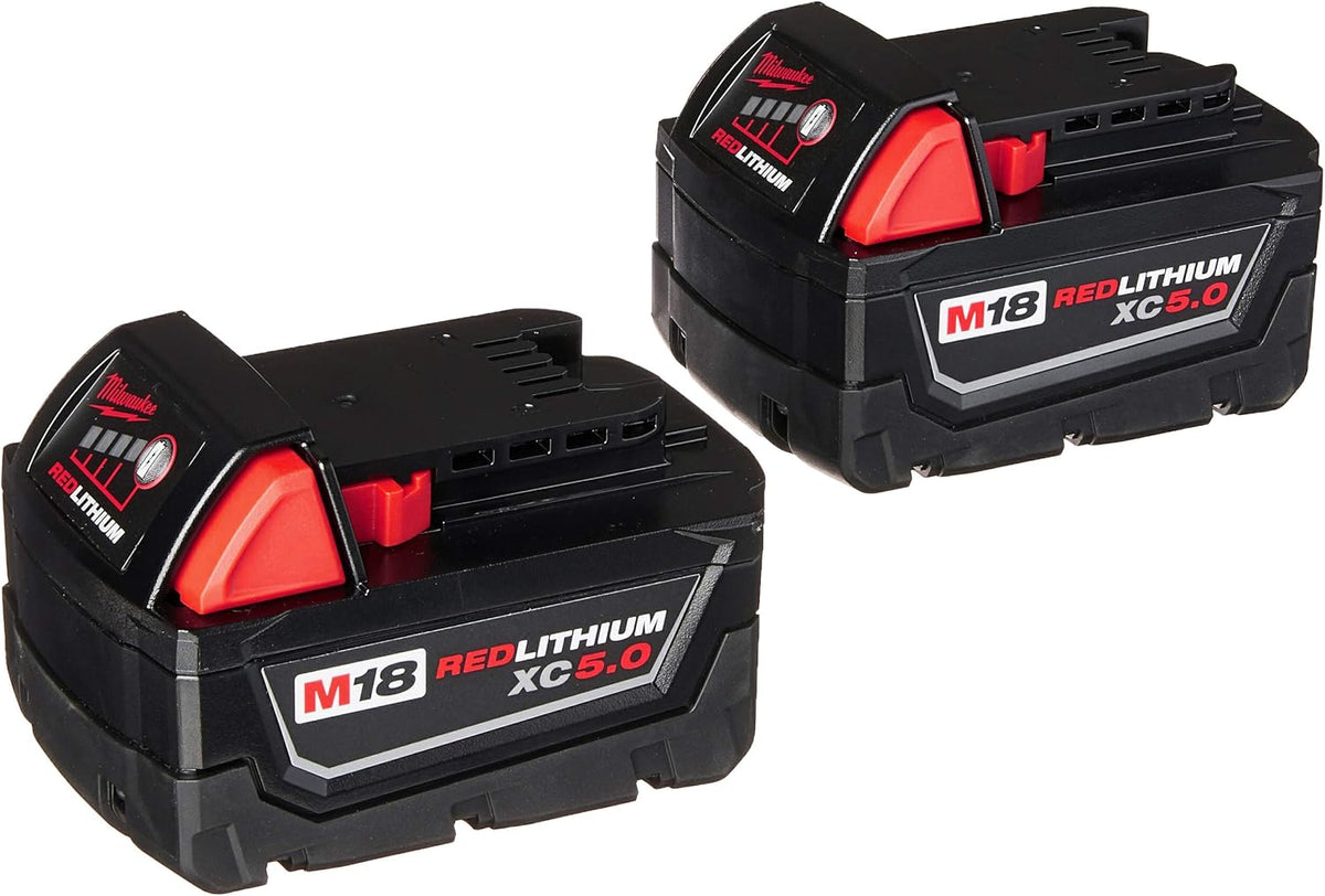 Milwaukee 48-59-1850 M18 RED LITHIUM XC 5.0 Ah Batteries (2) + 48-59-1812 M12 and M18 Multi Voltage Charger Kit