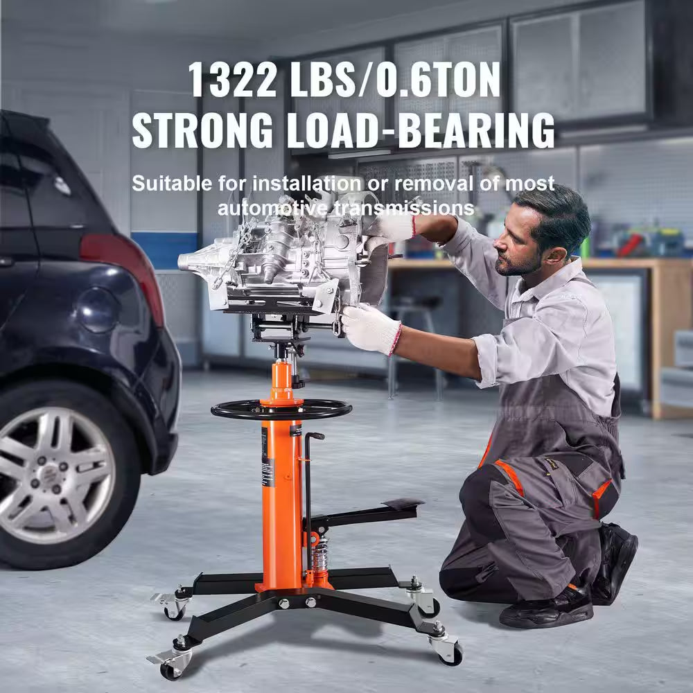 1322 Lbs. Hydraulic Transmission Jack 1 360° Swivel Wheels for Car Lift