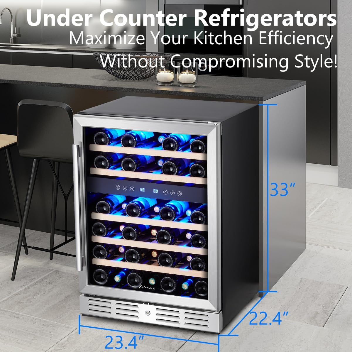 24 Inch Wine Cooler, 37 Bottle Dual Zone Built-In or Freestanding