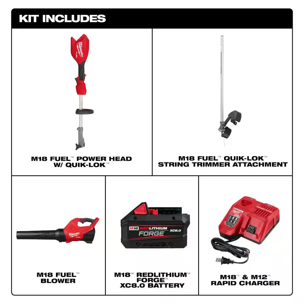 M18 FUEL 18-Volt 16 In. Brushless Cordless Electric QUIK-LOK String Trimmer/Blower Combo Kit W/8.0 Battery (2-Tool)