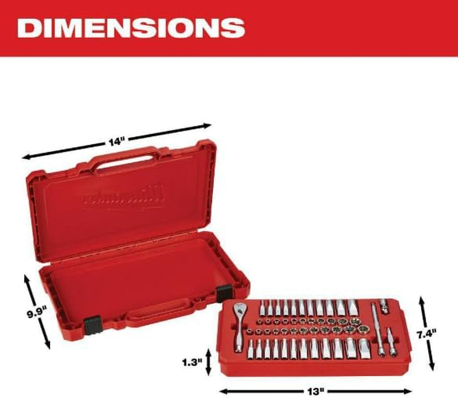 Milwaukee Electric Tools MLW48-22-9004 1/4In Ratchet & Socket Set - SAE & Metric