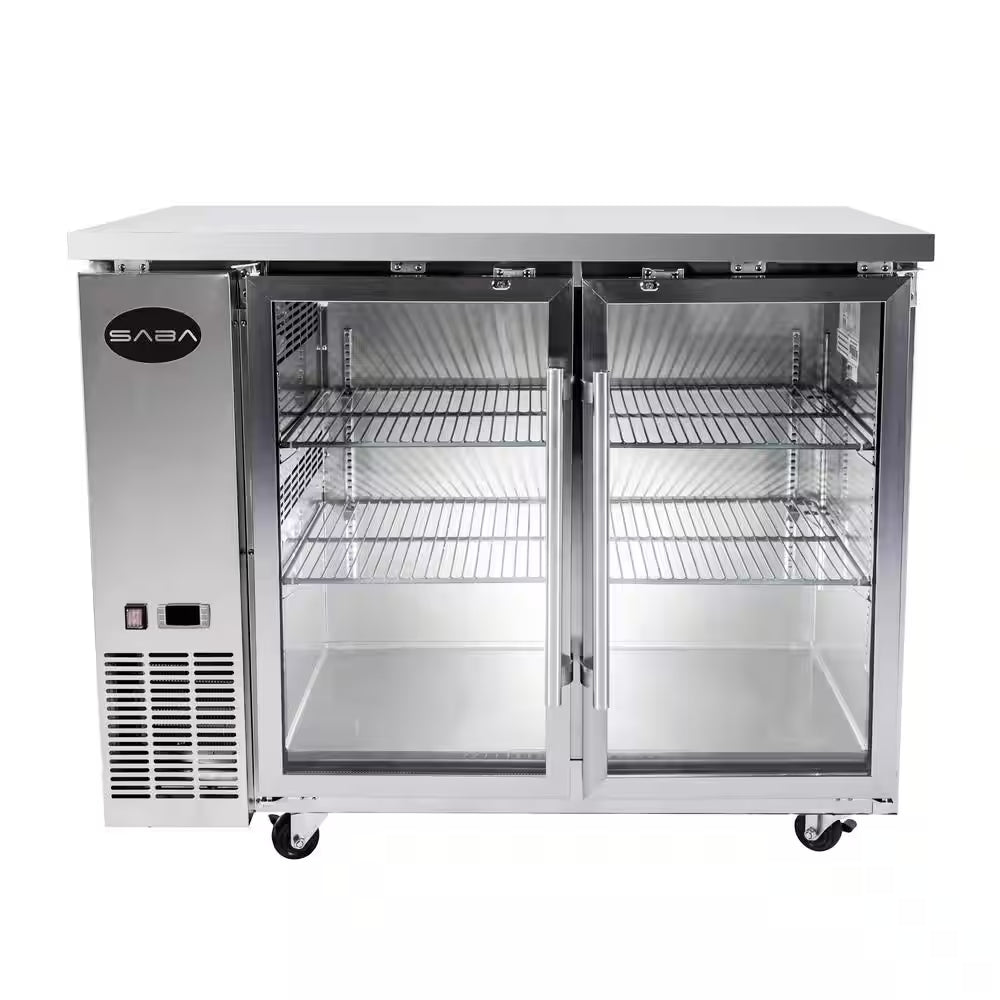 48 In. W 11.8 Cu. Ft. Commercial under Back Bar Cooler Refrigerator with Glass Doors in Stainless Steel