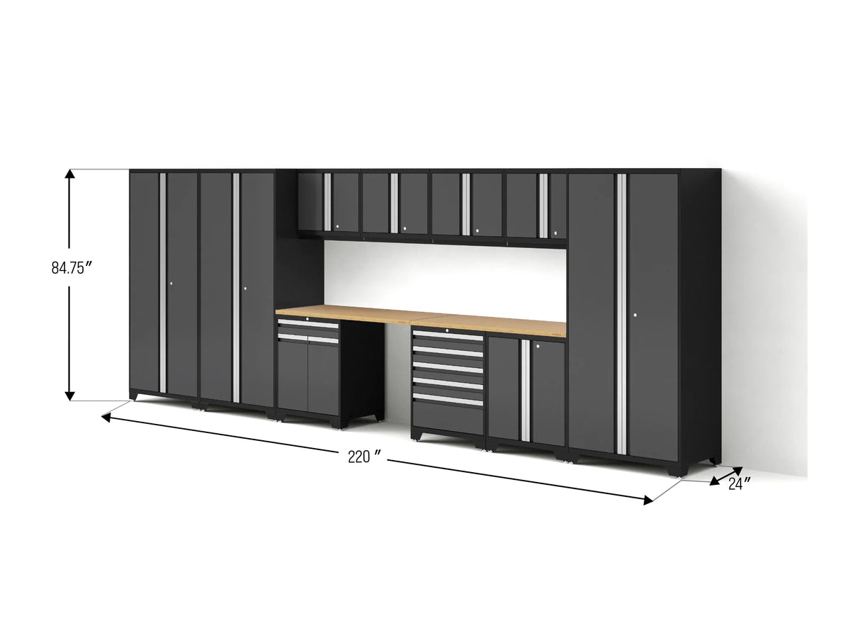 Pro Series 12PC Garage Cabinetry Set · 18-Gauge Steel · Fully-Welded · 220" W X 24" D X 84.75" H