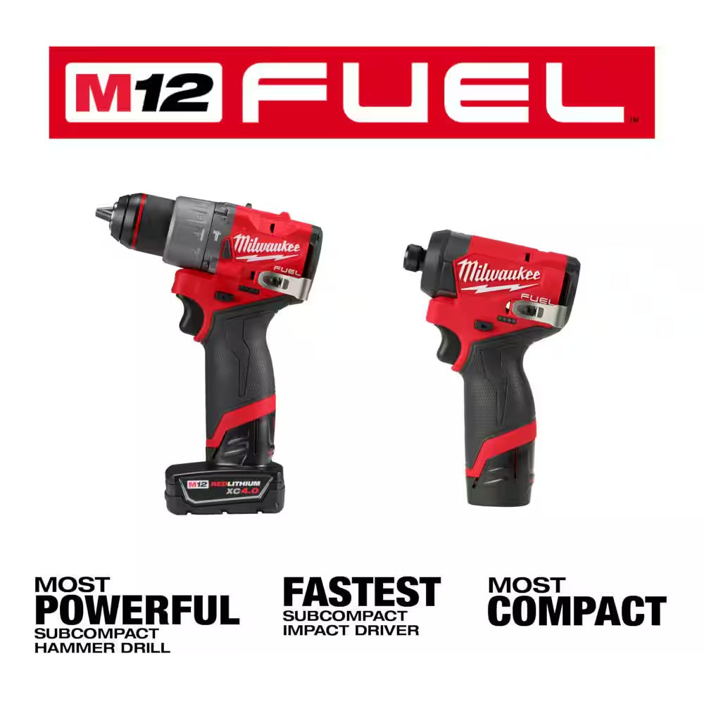M12 Fuel 12-Volt Lithium-Ion Brushless Cordless Hammer Drill/Impact Driver Combo Kit plus 2.0 Ah Battery
