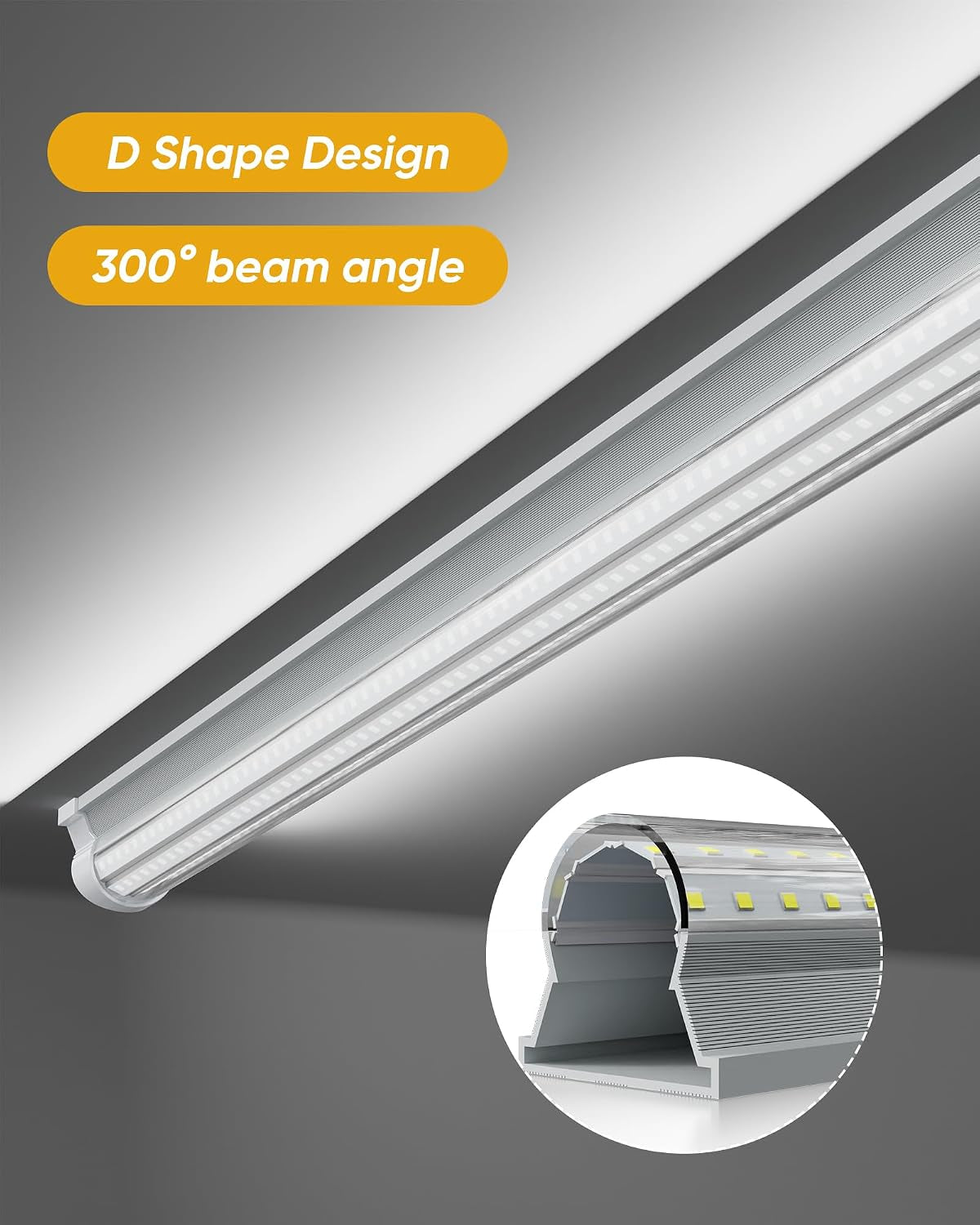 8FT 6 Pack LED Shop Lights, 120W 18000LM 6000K Garage Lighting
