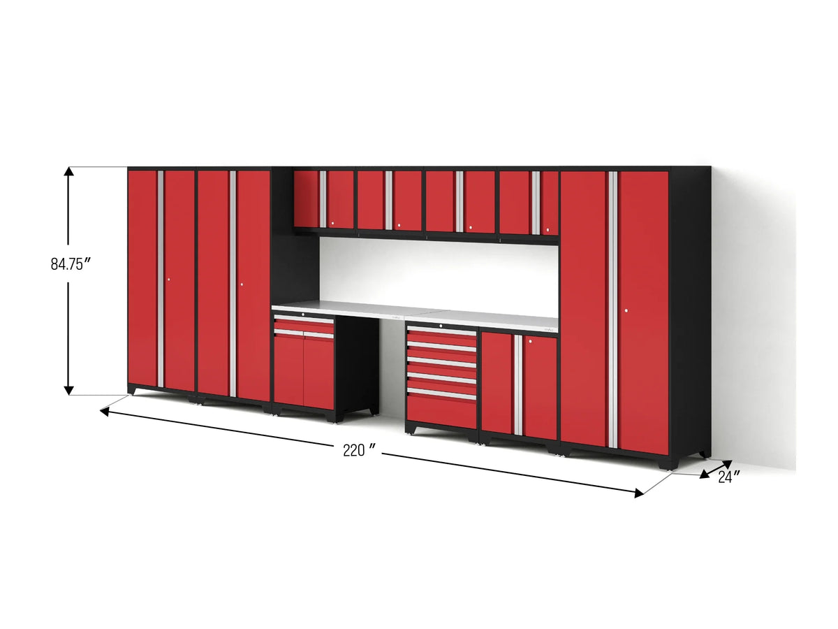 Pro Series 12PC Garage Cabinetry Set · 18-Gauge Steel · Fully-Welded · 220" W X 24" D X 84.75" H