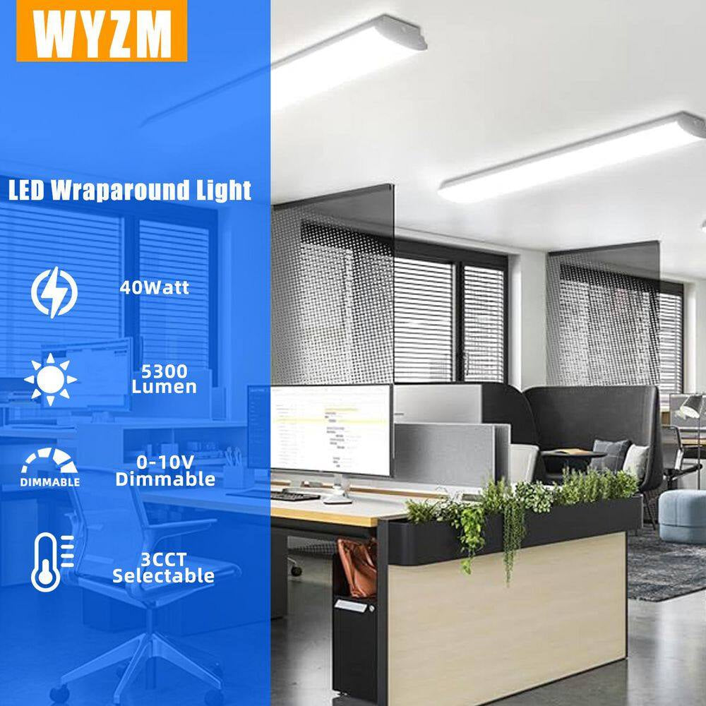 44.09 In. 5300 Lumens LED Wraparound Light Laundry Room/Garage Lighting 3-CCT Adjustable 3500/4000/5000K, Dimmable