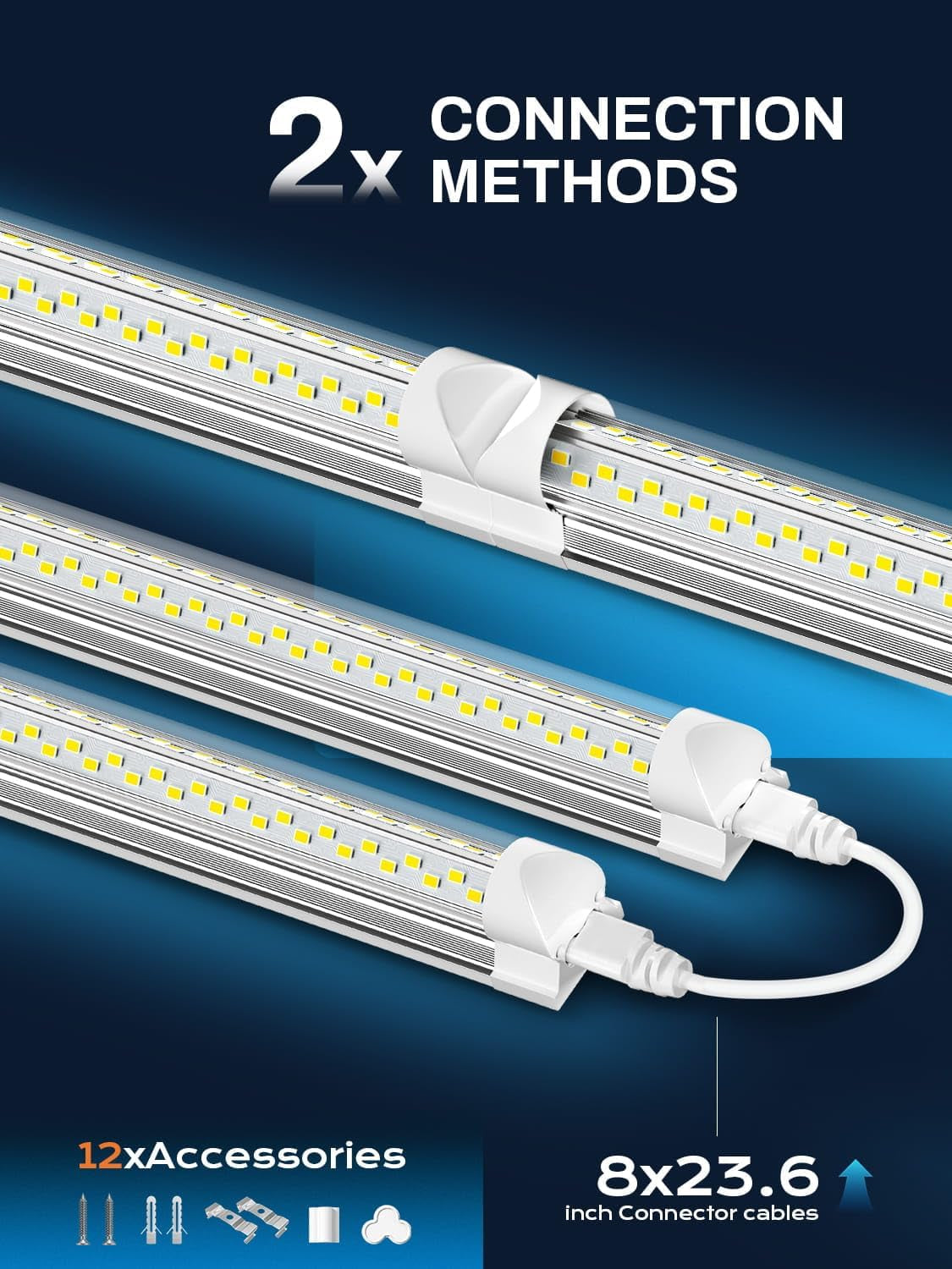 Super Bright 100W 5000K 15000LM 8FT Led Shop Lights 10-Pack for Garage Shop