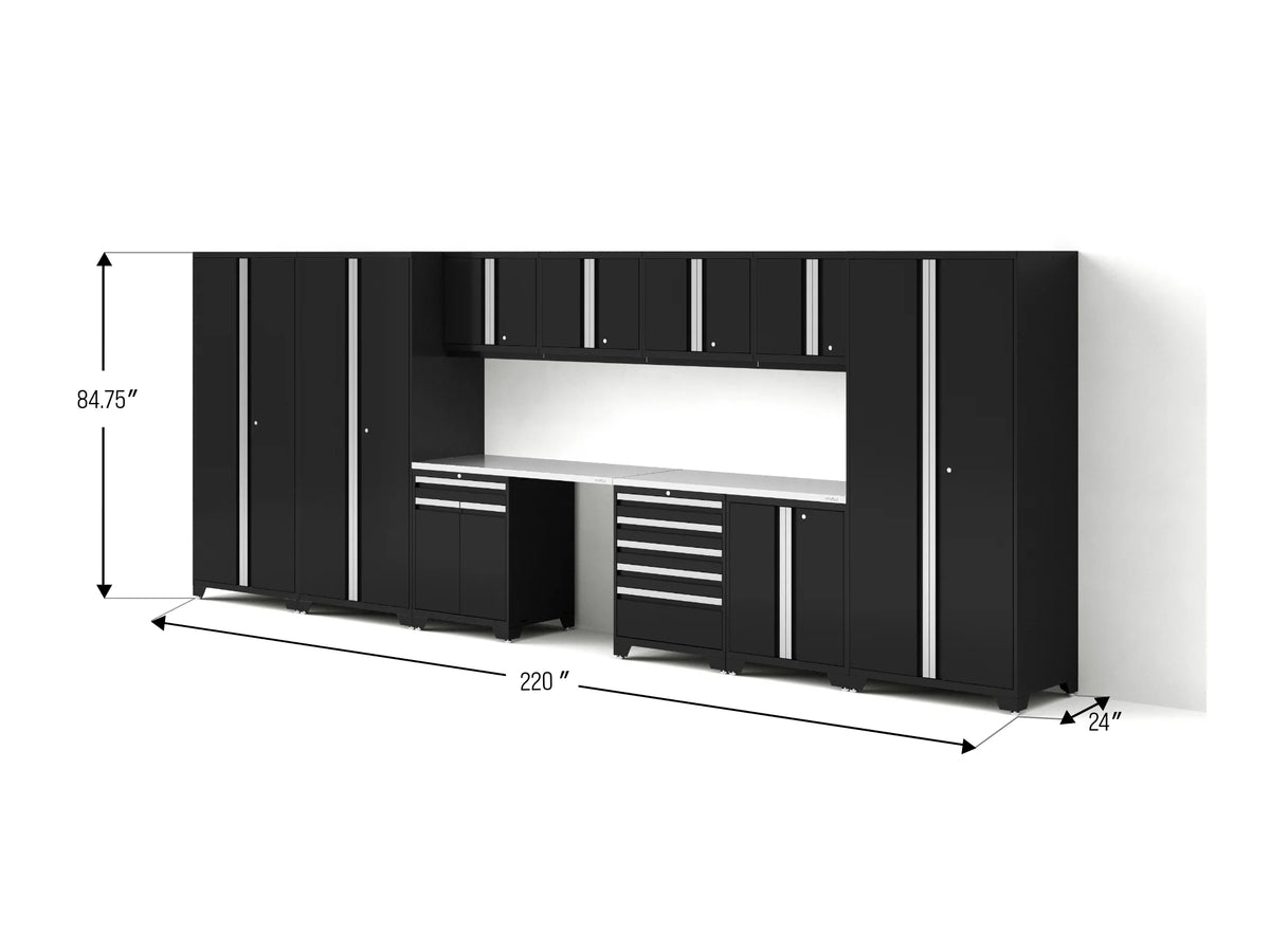 Pro Series 12PC Garage Cabinetry Set · 18-Gauge Steel · Fully-Welded · 220" W X 24" D X 84.75" H