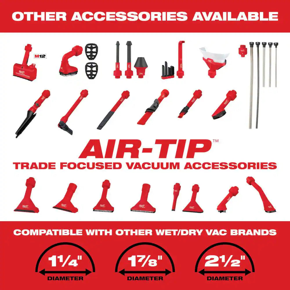 M18 18-Volt 2 Gal. Lithium-Ion Cordless Wet/Dry Vacuum with AIR-TIP 1-1/4 In. - 2-1/2 In. (4-Piece) Automotive Kit