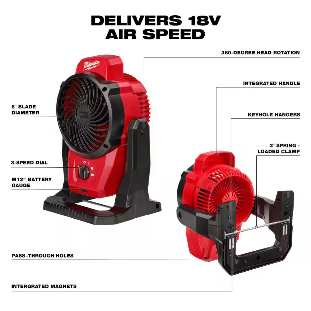 M12 12-Volt Lithium-Ion Brushless Cordless Combo Kit with M12 Jobsite Fan