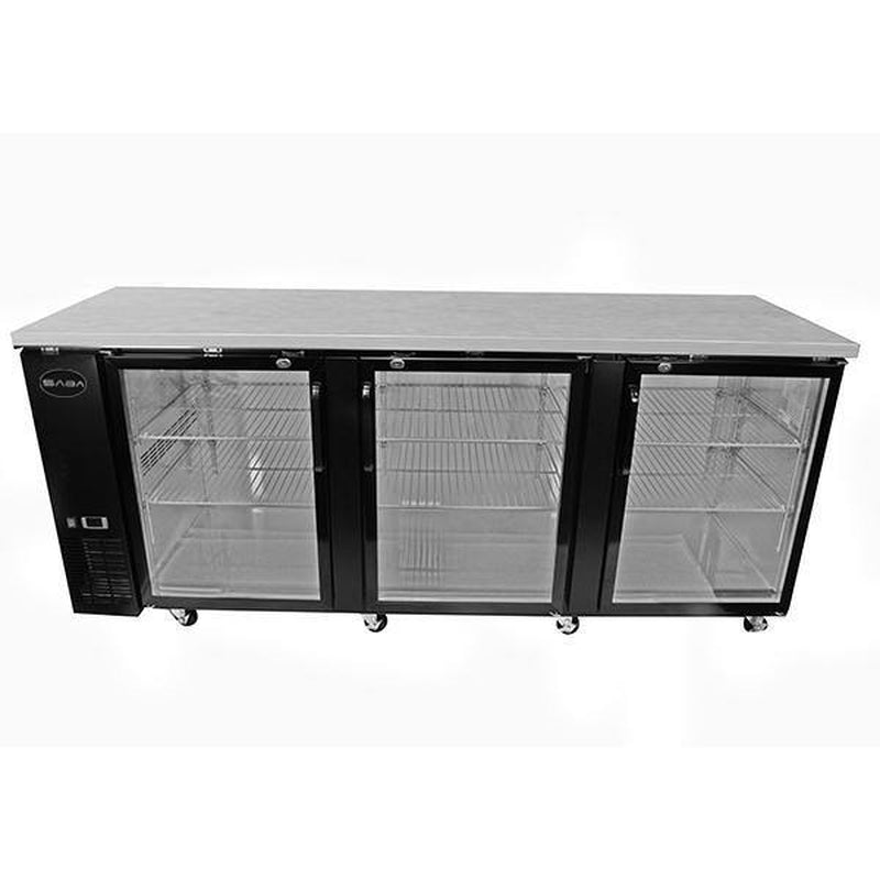 90.5 In. W 32 Cu. Ft. Commercial under Back Bar Cooler Refrigerator with Glass Doors in Stainless Steel/Black Finish