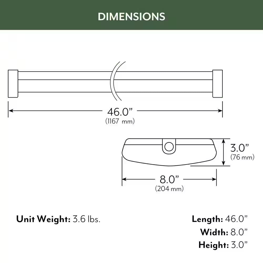 46 In. X 8 In. White LED Wrap Light Fixture 5200 Lumens 120V 3000K 4000K 5000K Dimmable Garage Lighting