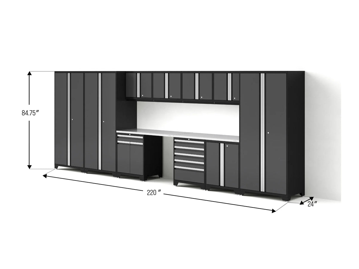 Pro Series 12PC Garage Cabinetry Set · 18-Gauge Steel · Fully-Welded · 220" W X 24" D X 84.75" H