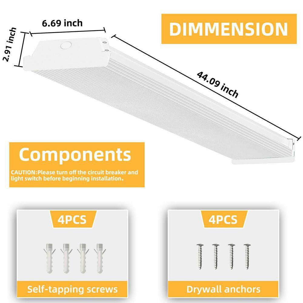 2-Pack 4 Ft. 6000 Lumens Integrated LED Wraparound Light 40W 120-277V Adjustable CCT Dimmable Garage Lighting Workshop