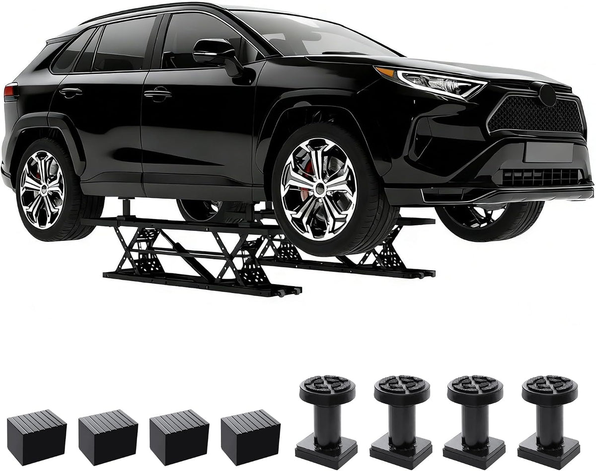 7000 LBS Portable Car Lift with Extension Plates, Black