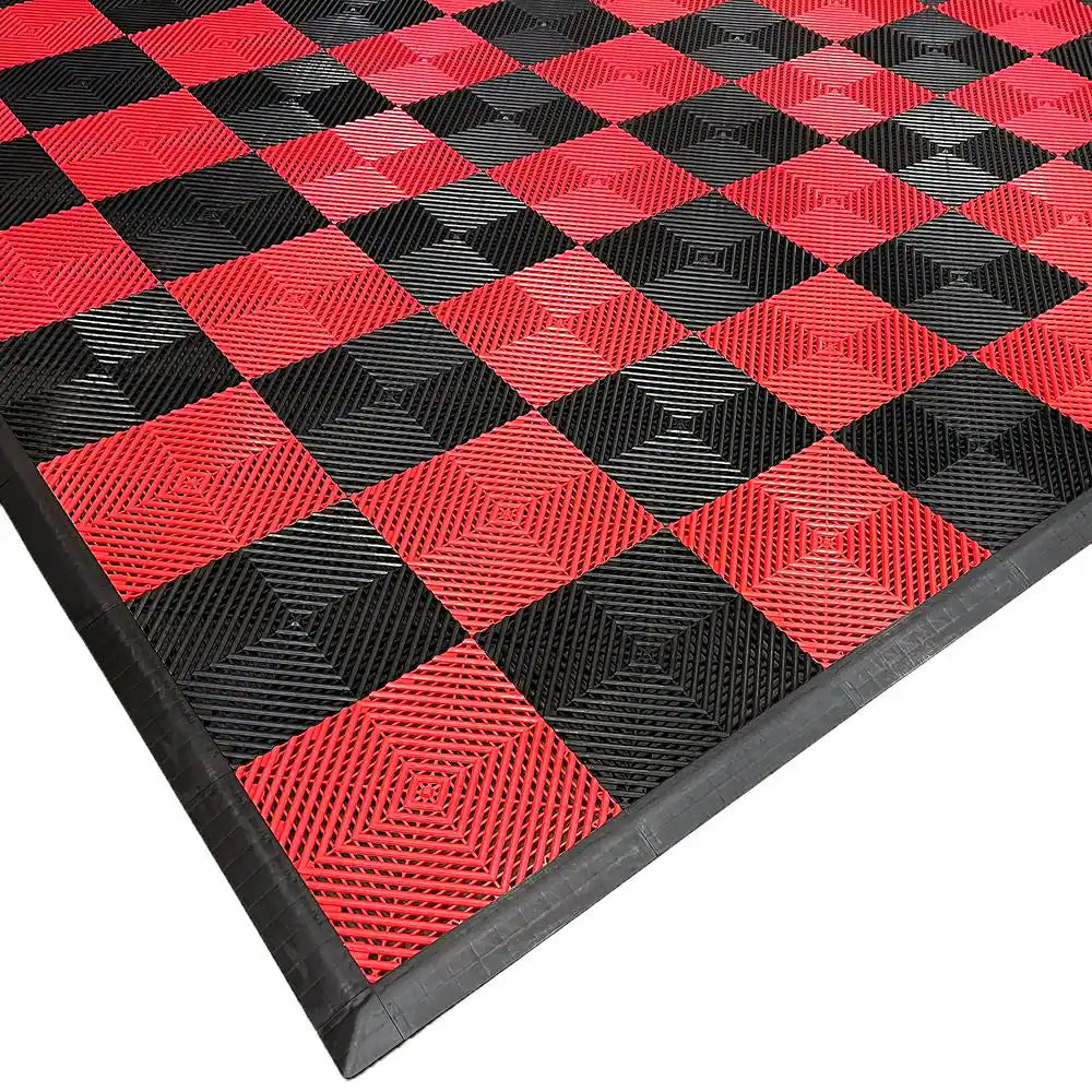 Perforated Click 12-1/8 In. X 12-1/8 In. Black Plastic Garage Floor Tile (25-Pack)