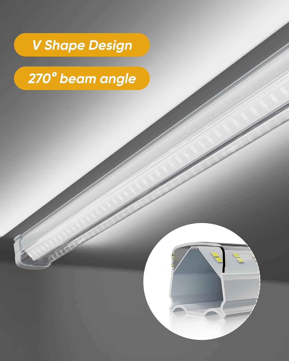 8FT 10 Pack LED Shop Lights, 120W 19200LM 6000K Garage Lighting
