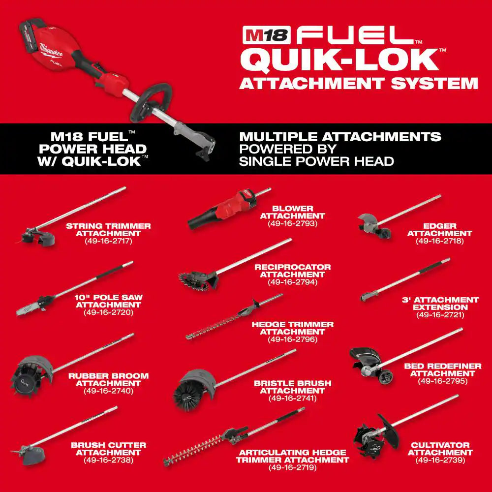 M18 Fuel 18V 16 In. Brushless Cordless Battery Powered Quik-Lok String Trimmer with Hedge Trimmer Attachment
