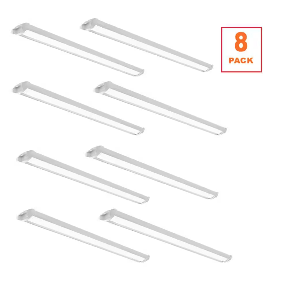 8-Pack 44 In. 3400 Lumens Easy Install LED Wraparound Light Fixture 34W 120V Bright White 4000K Garage Lighting