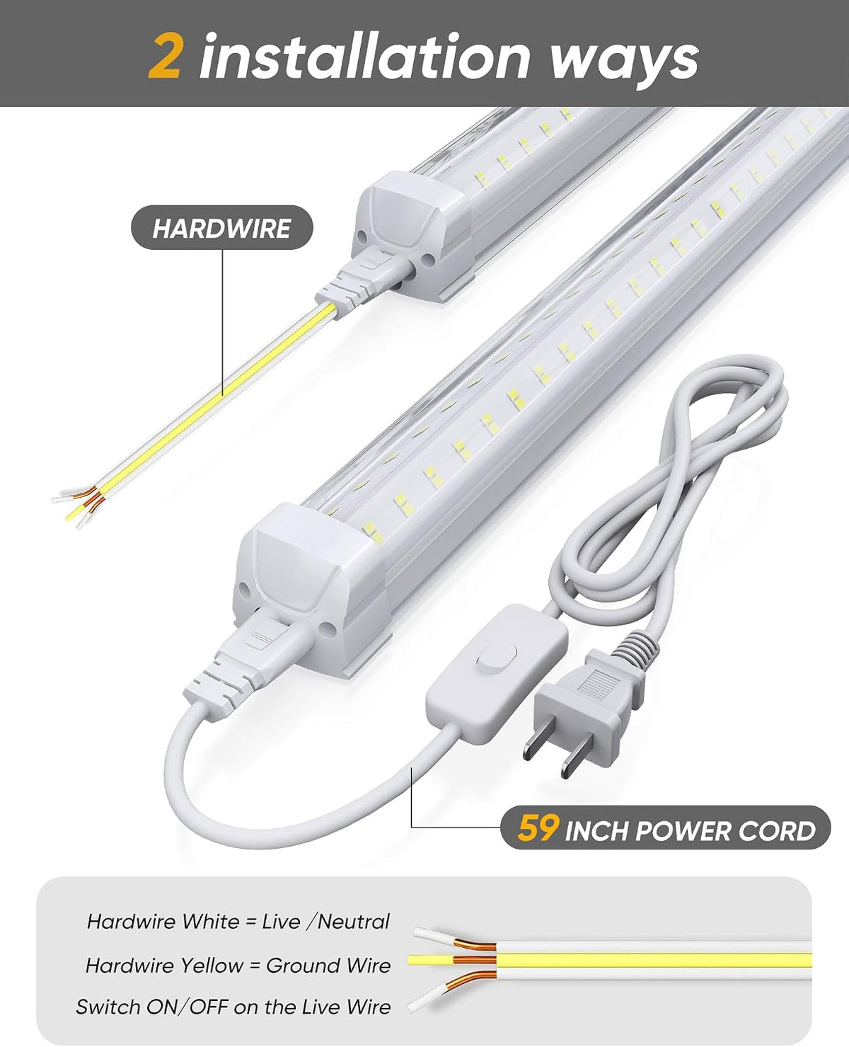 8FT 10 Pack LED Shop Lights, 120W 19200LM 6000K Garage Lighting