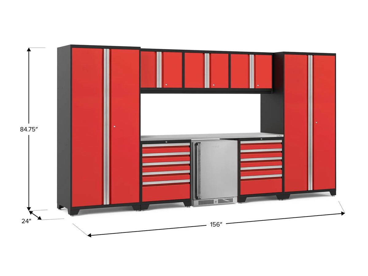 Pro Series 9PC Garage Cabinetry Set · 18-Gauge Steel · Fully-Welded · 156" W X 24" D X 84.75" H