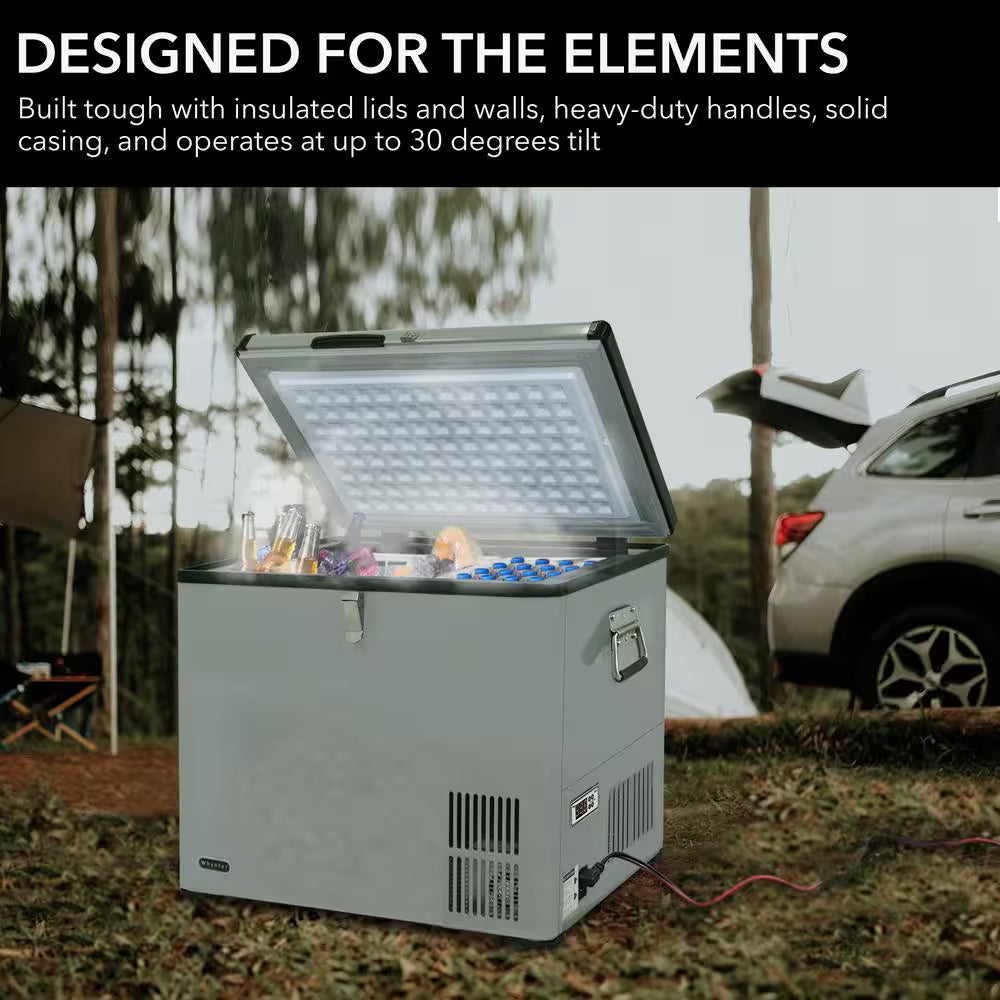 Portable Freezer Car Fridge Compressor 1.41 Cu. Ft. 45 Qt. for RV AC / DC 12V / 24V with Temperature Control in Gray