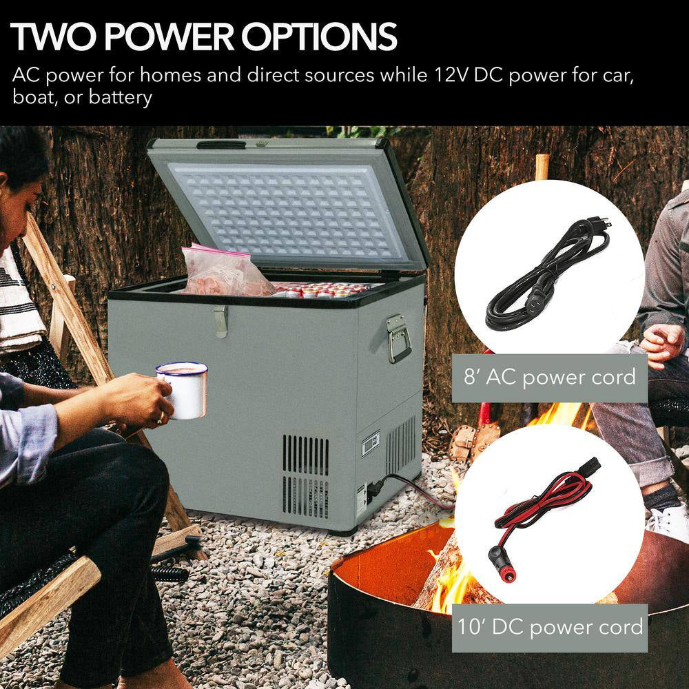 Portable Freezer Car Fridge Compressor 1.41 Cu. Ft. 45 Qt. for RV AC / DC 12V / 24V with Temperature Control in Gray