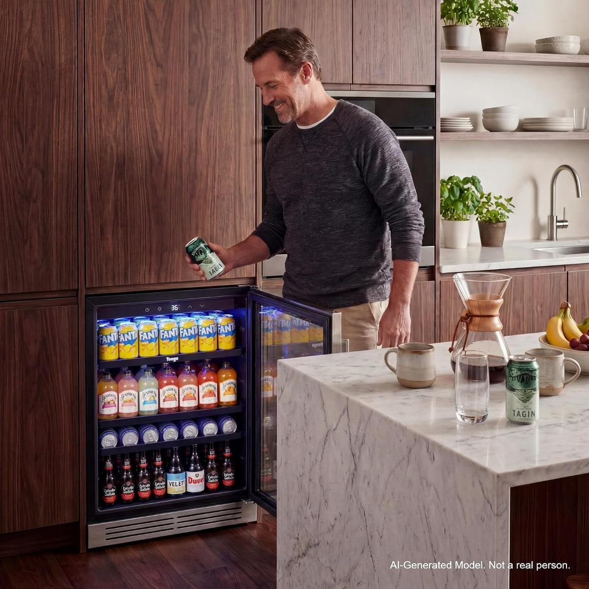 Beverage Refrigerator - 24 Inch 180 Cans Beer Cooler with Glass Door