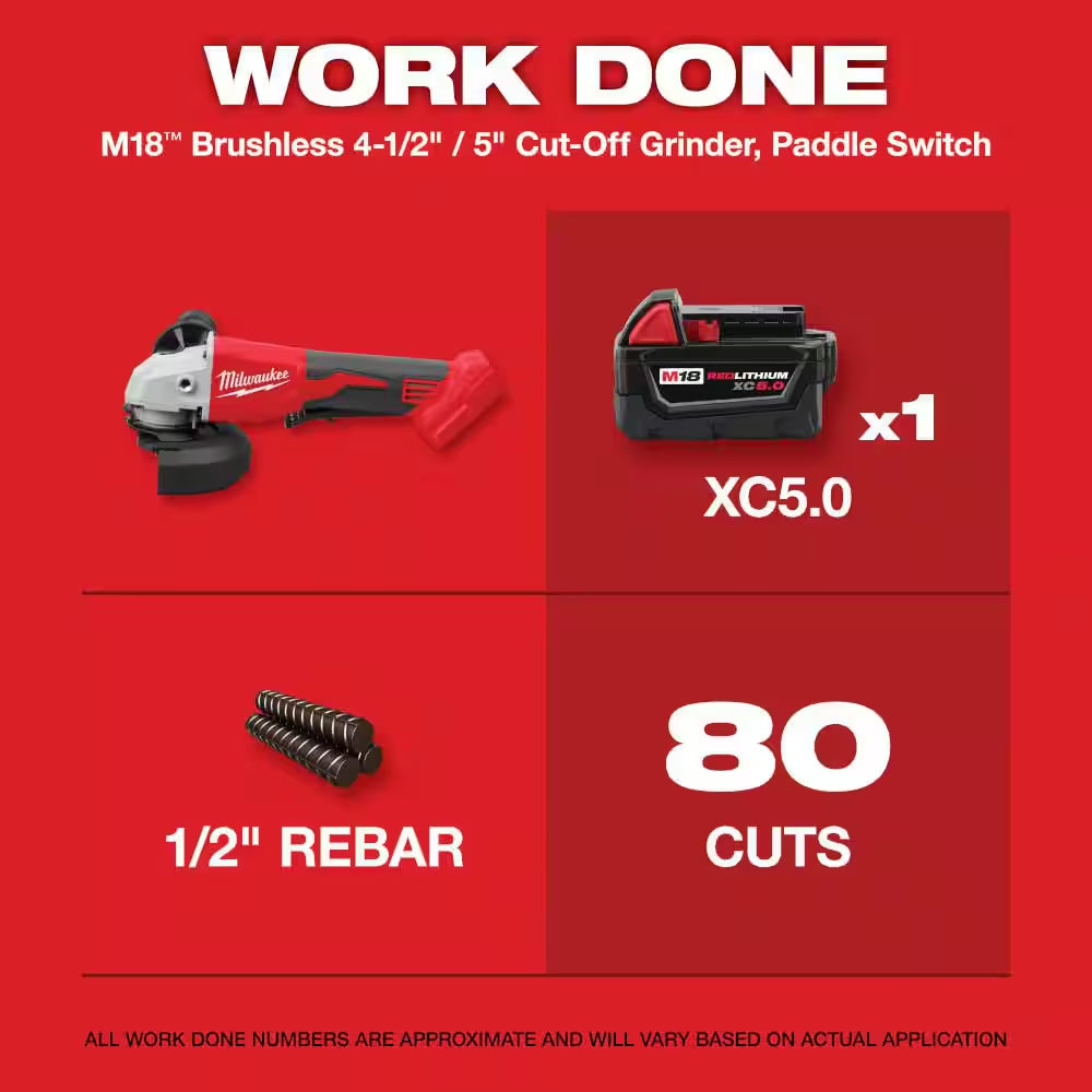 M18 18-Volt Lithium-Ion Brushless Cordless 4-1/2 In./5 In. Grinder with Paddle Switch with 5.0Ah Starter Kit