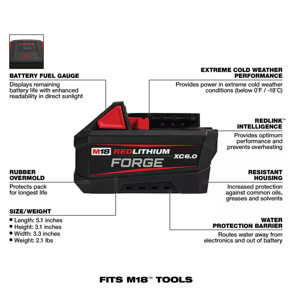 M18 18V Lithium-Ion REDLITHIUM FORGE 6.0 Ah Battery Pack (4-Pack)