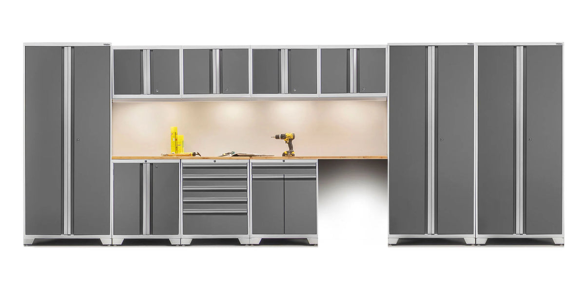 Pro Series 12PC Garage Cabinetry Set · 18-Gauge Steel · Fully-Welded · 220" W X 24" D X 84.75" H