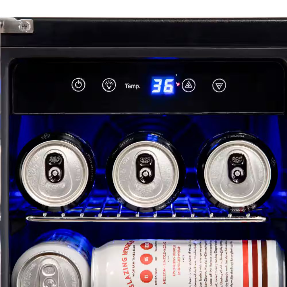 Dual Zone 24 In. Built-In 18-Bottle and 58 Can Wine and Beverage Cooler Fridge with French Doors - Stainless Steel