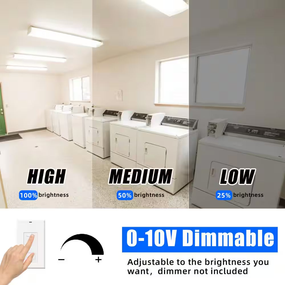 44.09 In. 5300 Lumens LED Wraparound Light Laundry Room/Garage Lighting 3-CCT Adjustable 3500/4000/5000K, Dimmable
